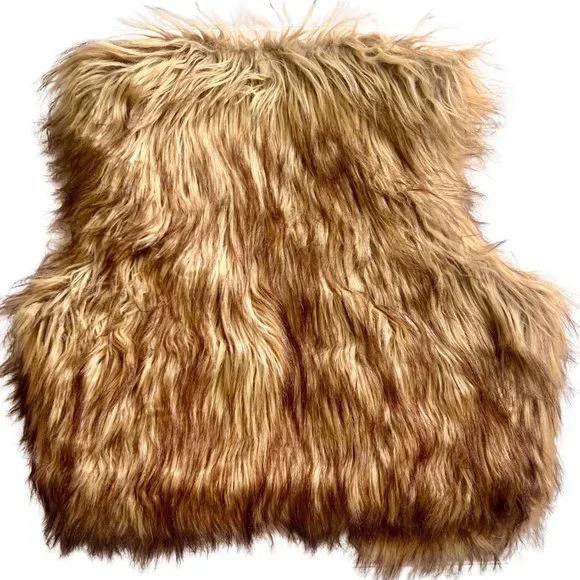 JACK Faux Fur Open Front Boho Vest: brown, tan, black - Picture 2 of 3